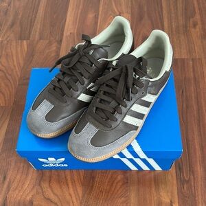 Women’s Adidas Samba OG Brown and Gray Sneakers. Size US W 7.5